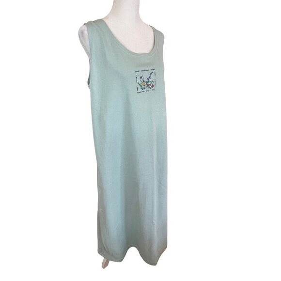 Maxi Tank Cotton Sleeveless Light Green Scoop Neck Grannycore Dresss Sz XL - Picture 3 of 7